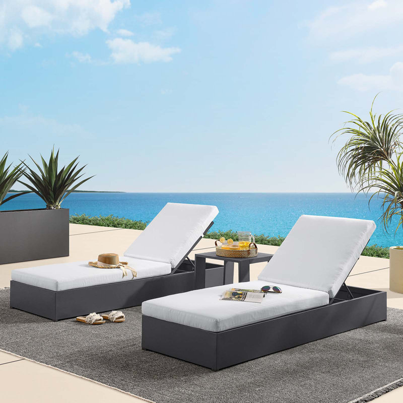 Poltrona Da Esterno Modway Tahoe In Alluminio Verniciato | Sedia Da Patio Con Cuscini Antimacchia E Piedini Antiscivolo | Colore Bianco/grigio